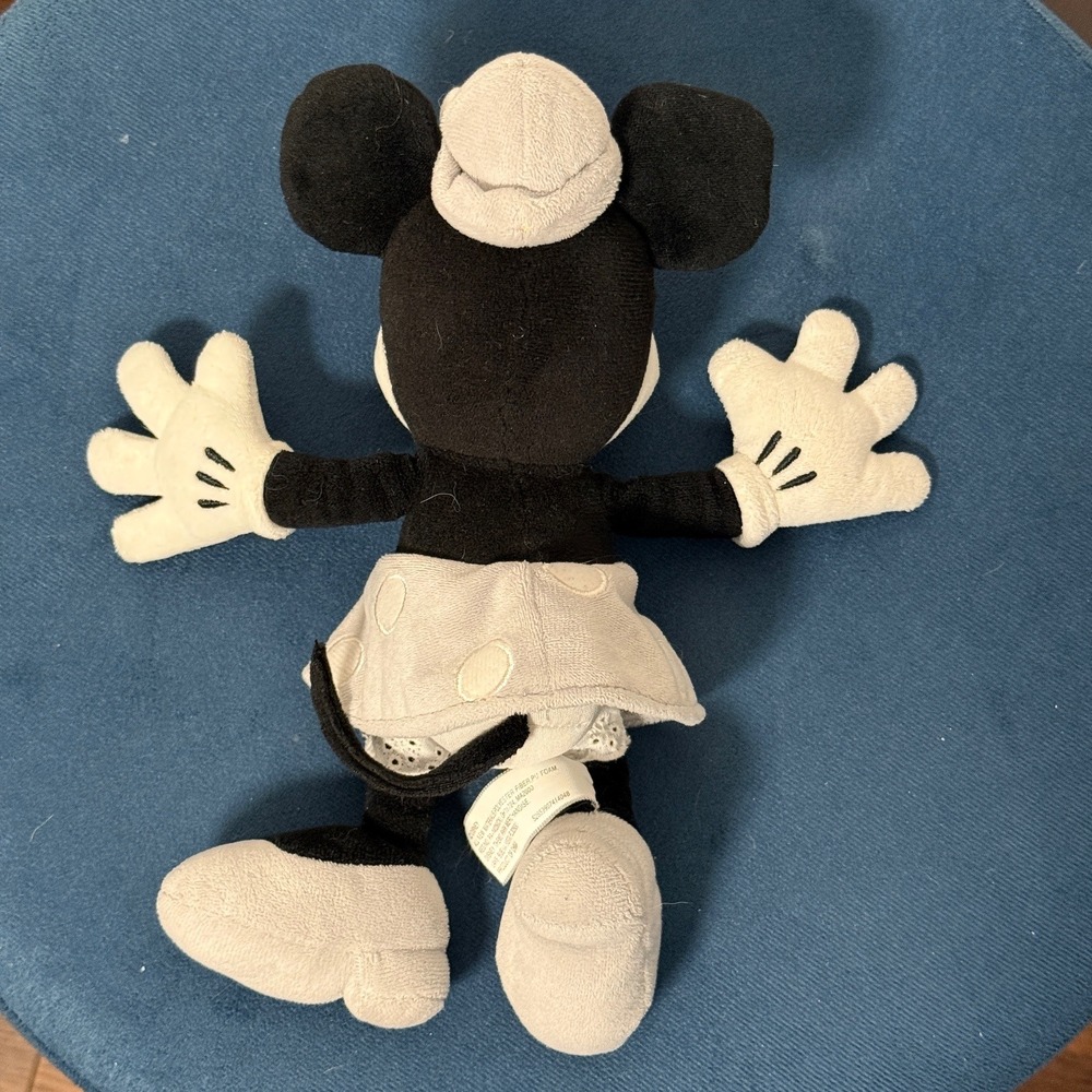 Disney Parks Minnie Mouse Plush Toy 9" Authentic Black White and Gray - Picture 3 of 8